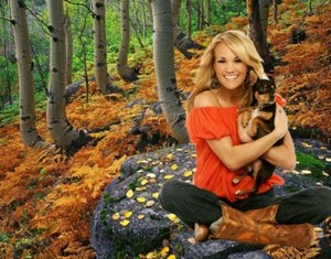 Женский шаблон для фотошоп - В лесу с собачкой