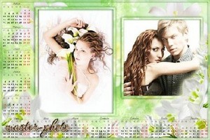 Рамка-календарь для фотошопа с лилиями