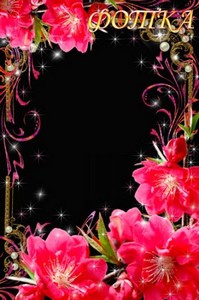 Цветочная рамка для фотошоп - Розовые цветы