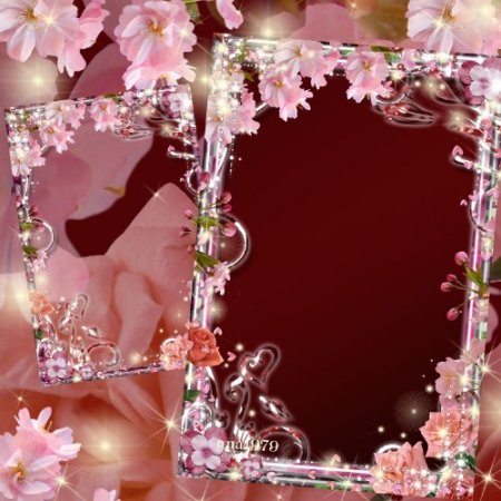 Рамка для фотошоп с розовыми цветами – Завораживающая нежность цветов