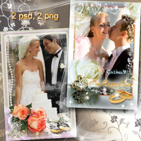 Рамки для фото - Свадебные розы (2)