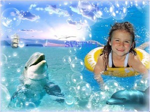 Детская рамка для фото - С дельфинами