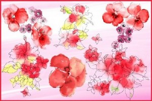 Клипарт - Прозрачные цветы акварелью