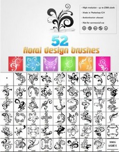 52 Floral design brushes