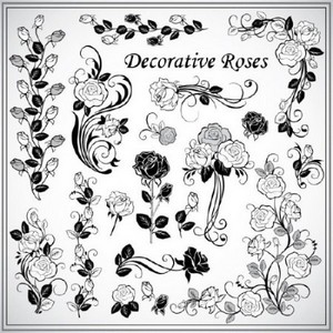 Set of decorative roses