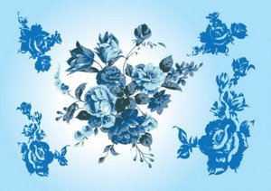 Голубые цветочные украшения (Vector)
