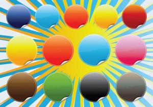 Круглые цветные стикеры - Vector Round Сoloured Stickers