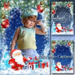 Новогодняя рамка с Санта Клаусом - Подарки из Лапландии