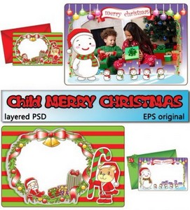     | Child Merry Christmas (PSD frames + EPS vectors)
