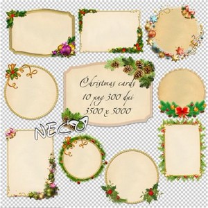 Christmas cards cliparts - Набор рождественских открыток для оформления 2