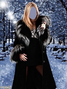 Женский шаблон - Девушка в шикарном меховом пальто