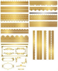 Золотые узорчатые ленты и рамки (Вектор)