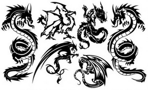Векторные татуировки драконов