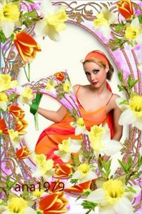 Цветочная рамка для вставки фото с нарциссами и тюльпанами – Любимые весенн ...