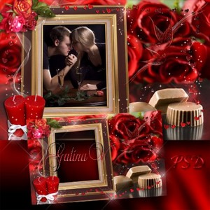 Романтическая рамка - Розы и шоколад