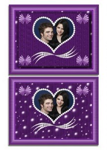 Рамка для фото сердечко на фиолетовом фоне
