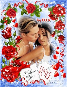 Романтическая рамка с красными розами - I Love You