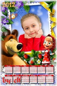 Детский календарь-рамка на 2012 год - Маша и медведь