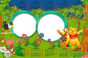 Детский календарь на 2012 год для вставки двух фото – Винни и Тигра