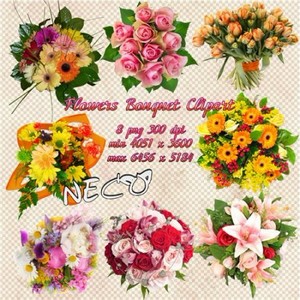 Flowers Bouquet Clipart -    PNG