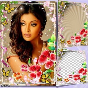Женская рамка для фотошопа – С цветами и бабочками