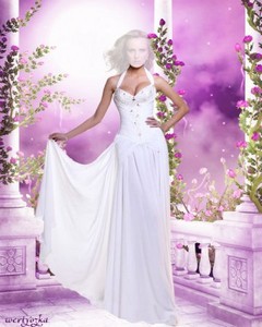 Женский шаблон - Девушка в длинном белом платье