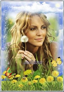 Рамка для фотошопа - Одуванчик, солнечный цветок, улыбается медовою улыбкой