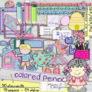 Скрап-набор - Цветные карандаши. Scrap - Colored Pencil