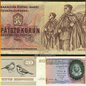 Различные страны и разная история  в деньгах  Дании, Эстонии, Эфиопии, Егип ...