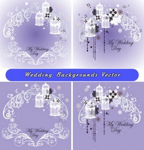 Свадебные фоны с белыми узорами (Вектор)