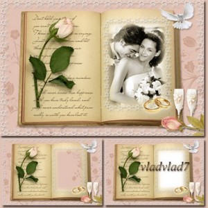 Винтажная свадебная рамка с розами - История нашей любви