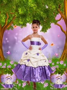 Многослойный детский psd шаблон - Девочка в нарядном платье среди чудесных  ...