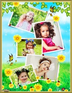 Детская рамка для фото - Божьи коровки и удивительные полевые цветочки