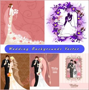 Свадебные открытки жених и невеста (Вектор)