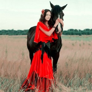 Шаблон для фотомонтажа - с лошадью в поле