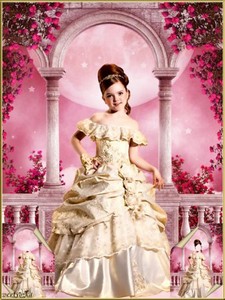 Многослойный детский psd шаблон - Маленькая принцесса на терассе среди роз  ...
