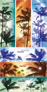 Фоны с высокими пальмами (Вектор)