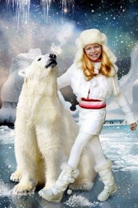 Детский шаблон для фотошопа - Девочка с белым медведем