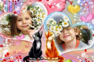 Детская рамка для фотошопа - Сердечная дружба
