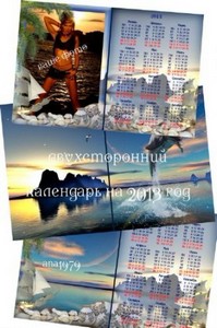 Двухсторонний календарь на 2013 год - Чайки и дельфин
