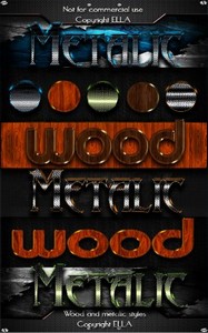 Металлические и деревьянные стили для  Photoshop