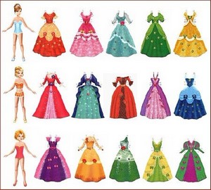 Бумажные куклы-вырезалки вашим девочкам в красивых платьях