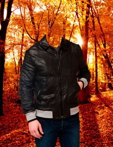 Шаблон для фотошопа – Мужчина в осеннем лесу