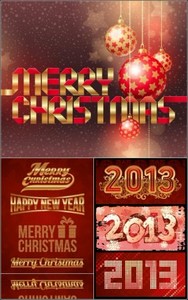 Merry christmas and Happy new year 2013 Vector