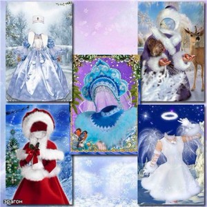 Большая коллекция детских шаблонов для фотошопа – Юные Снегурочки