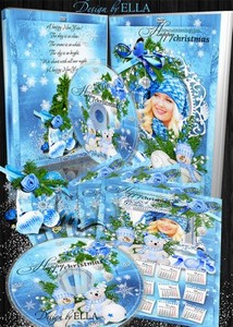 Новогодний набор-календарь,обложка и задувка на DVD диск-Blue Christmas Tal ...