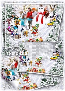 Зимний исходник для детских и семейных фото – Лепим снеговика с героями Дис ...