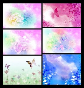 PSD Source - Background Fashion Pattern With Flowers 2 And Butterflies