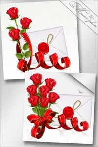 PSD исходники для фотошопа - Письмо с розой