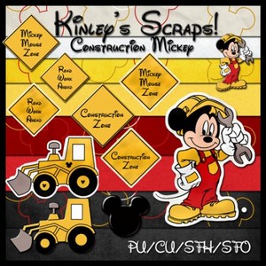 Scrap Set -  Construction Mickey